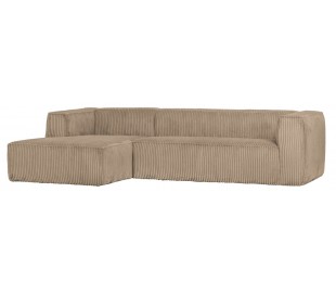 Moderne hjørnesofa i ripcord polyester 305 x 175 cm - Natur 2