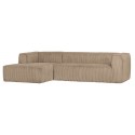 Moderne hjørnesofa i ripcord polyester 305 x 175 cm - Natur