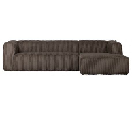 Moderne hjørnesofa i ripcord polyester 305 x 175 cm - Brun
