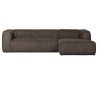 Moderne hjørnesofa i ripcord polyester 305 x 175 cm - Brun
