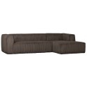 Moderne hjørnesofa i ripcord polyester 305 x 175 cm - Brun