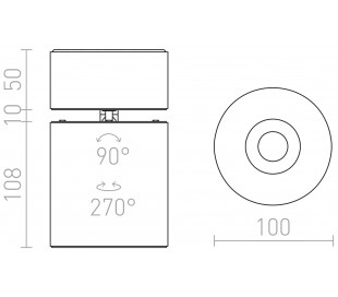 CONDU kipbar Påbygningsspot LED 20W - Sort 2