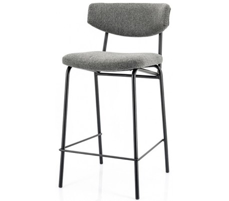 Barstol i polyester og metal H92 cm - Sort/Grå