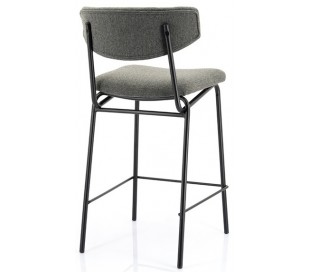 Barstol i polyester og metal H92 cm - Sort/Grå 2