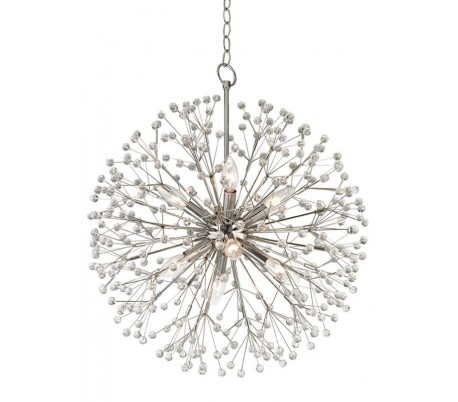 Dunkirk Lysekrone i stål og krystalglas Ø51 cm 8 x E14 - Antik messing/Klar