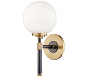 Aeon Væglampe i stål og glas H50,2 cm 1 x E27 - Sort/Poleret nikkel