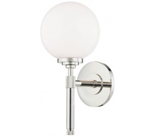 Bowery Væglampe i stål og glas H32,4 cm 1 x E27 - Aldret bronze/Opalglas