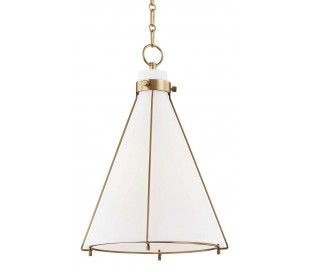 Eldridge Loftlampe i stål og glas Ø35,5 cm 1 x E27 - Antik messing/Opalhvid