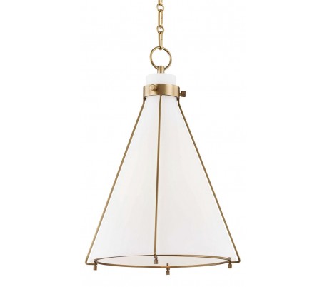 Eldridge Loftlampe i stål og glas Ø35,5 cm 1 x E27 - Antik messing/Opalhvid