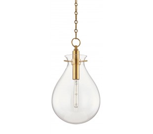 Ivy Loftlampe i stål og glas Ø19 cm 1 x E27 - Antik messing/Klar