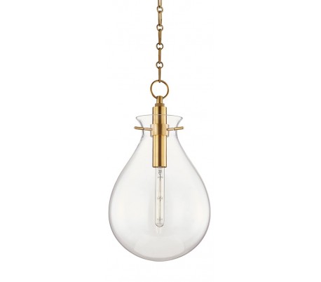 Ivy Loftlampe i stål og glas Ø19 cm 1 x E27 - Antik messing/Klar