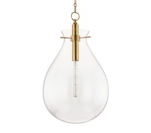 Ivy Loftlampe i stål og glas Ø32 cm 1 x E27 - Antik messing/Klar