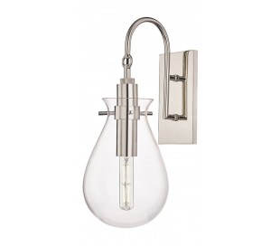 Ivy Væglampe i stål og glas H45,7 cm 1 x E27 - Antik messing/Klar