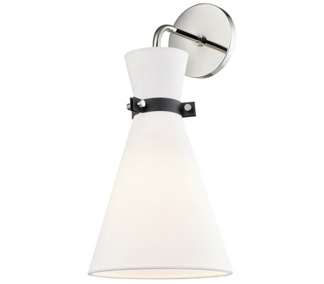 Julia Væglampe i stål og tekstil H43,2 cm 1 x E27 - Antik messing/Hvid