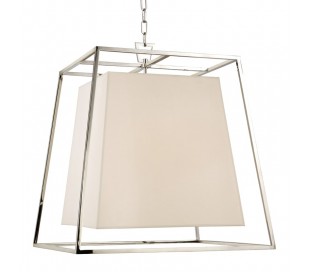 Kyle Loftlampe i stål og tekstil 43,2 x 43,2 cm 4 x E14 - Poleret nikkel/Hvid