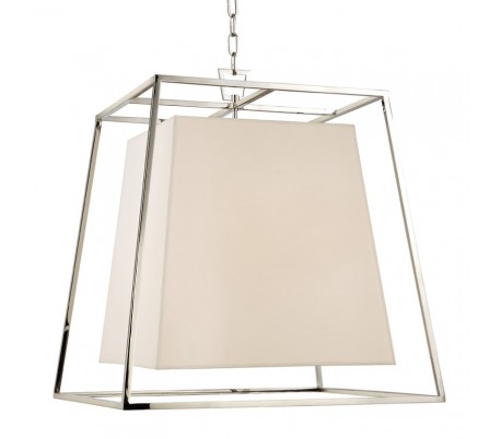 Kyle Loftlampe i stål og tekstil 43,2 x 43,2 cm 4 x E14 - Poleret nikkel/Hvid