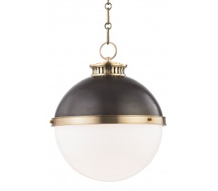Latham Loftlampe i stål og glas Ø24,1 cm 1 x E27 - Aldret bronze/Opalhvid