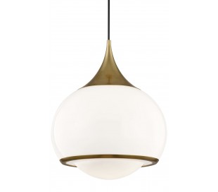 Latham Loftlampe i stål og glas Ø24,1 cm 1 x E27 - Aldret bronze/Opalhvid