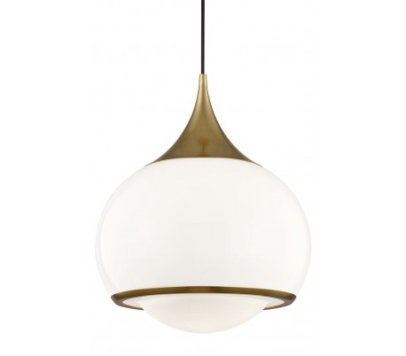 Latham Loftlampe i stål og glas Ø24,1 cm 1 x E27 - Aldret bronze/Opalhvid