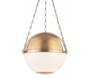 Sphere 2 Loftlampe i stål og glas Ø32,4 cm 1 x E27 - Antik messing/Opalhvid