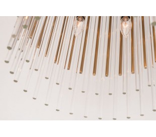 Wallis Loftlampe i stål og glas Ø50,2 cm 6 x E14 - Antik messing/Klar 2