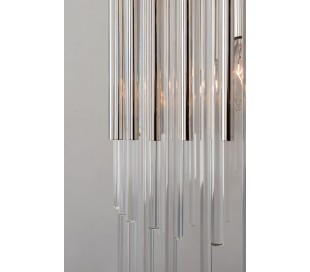 Wallis Loftlampe i stål og glas Ø66 cm 8 x E14 - Antik messing/Klar 2