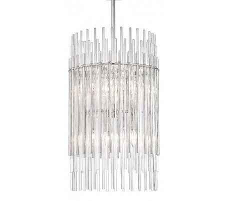 Wallis Loftlampe i stål og glas Ø66 cm 8 x E14 - Antik messing/Klar