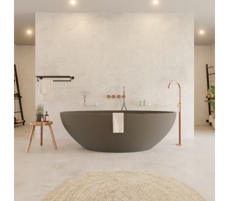 Ideavit Solidellipse fritstående badekar 180 x 88 cm Solid surface - Mat mørkegrå