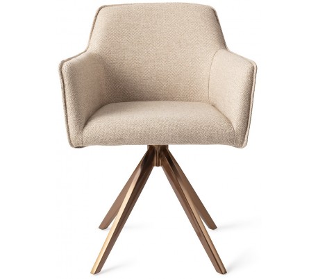 2 x Hofu Rotérbare Spisebordsstole H82 cm polyester - Guld/Lys valnød