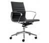 Wye kontorstol i læder og lav ryg - Krom/Sort