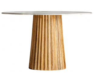 Rustikt barbord i mangotræ og marmor H77 cm x B137 cm - Hvid/Antik guld/Antik sort 2