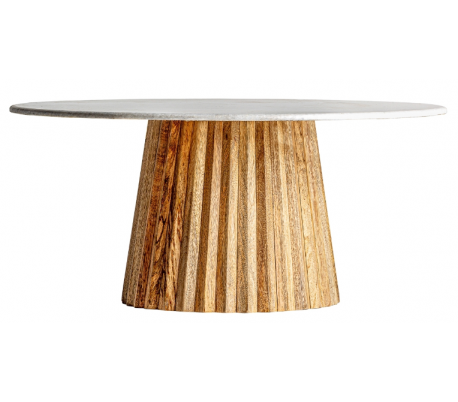 Rustikt spisebord i mangotræ og sten H75 cm x Ø120 cm - Natur/Grå