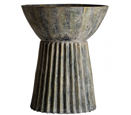 Plissé Amphora opsats i terracotta H120 cm x Ø95 cm - Antik grågrøn