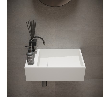 Ideavit Solidcube vægmonteret håndvask 50 x 30 cm Solid surface - Mat hvid