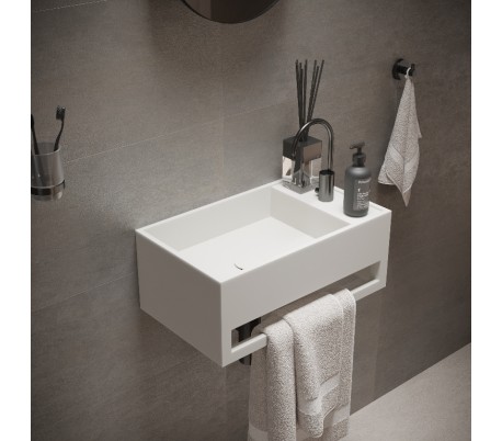 Ideavit Solidcube vægmonteret håndvask 50 x 30 cm Solid surface - Mat hvid