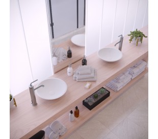 Ideavit Solidthin bordmonteret håndvask Ø40 cm Solid surface - Mat hvid 2