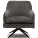 St. Lewis Lænestol i polyester og træ H77 cm - Sort/Elefantgrå