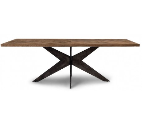 Rundt spisebord i genanvendt egetræ Ø150 cm - Industriel sort/Rustik natur