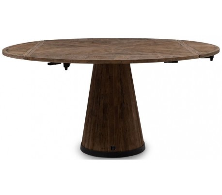 Rundt spisebord i genanvendt egetræ Ø150 cm - Industriel sort/Rustik natur