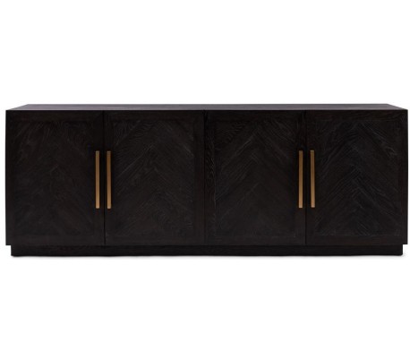 Sideboard i egetræ og glas B163 cm - Sortbrun