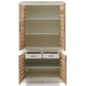 Vitrineskab i mangotræ H210 cm - Antik hvid/Rustik natur