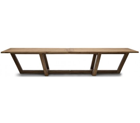 Havebord i teaktræ og aluminium 220 x 100 cm - Antracit/Gråbejset