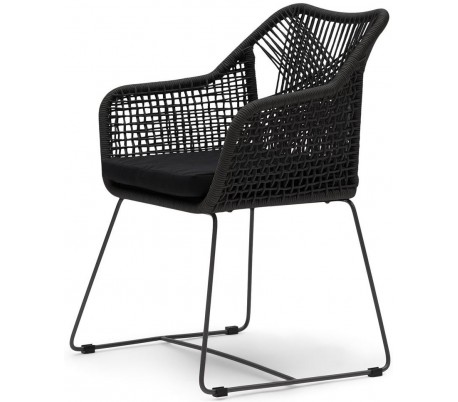 Havestol i reb og aluminium H82 cm - Sort/Sort