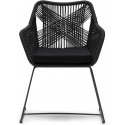 Havestol i reb og aluminium H82 cm - Sort/Sort