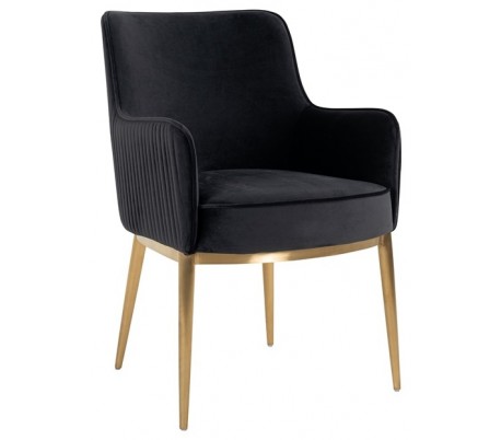 Harper spisebordsstol i velour H87 cm - Børstet guld/Sort kroko