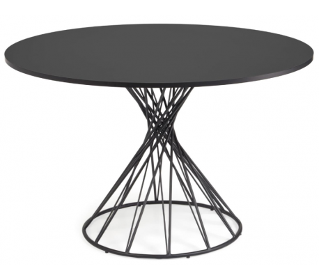 Niut rundt spisebord i stål og glas Ø120 cm - Sort