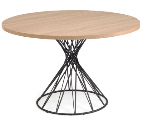 Niut rundt spisebord i stål og MDF Ø120 cm - Sort