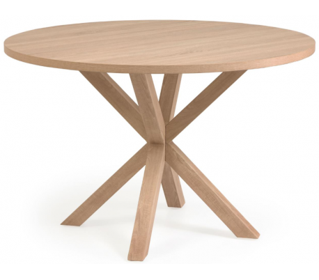 Arya rundt spisebord i melamin og stål Ø120 cm - Natur/Sort