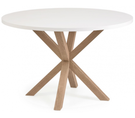 Arya rundt spisebord i melamin og stål Ø120 cm - Natur/Sort