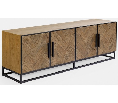 Sideboard i egetræ og glas B200 cm - Olieret eg